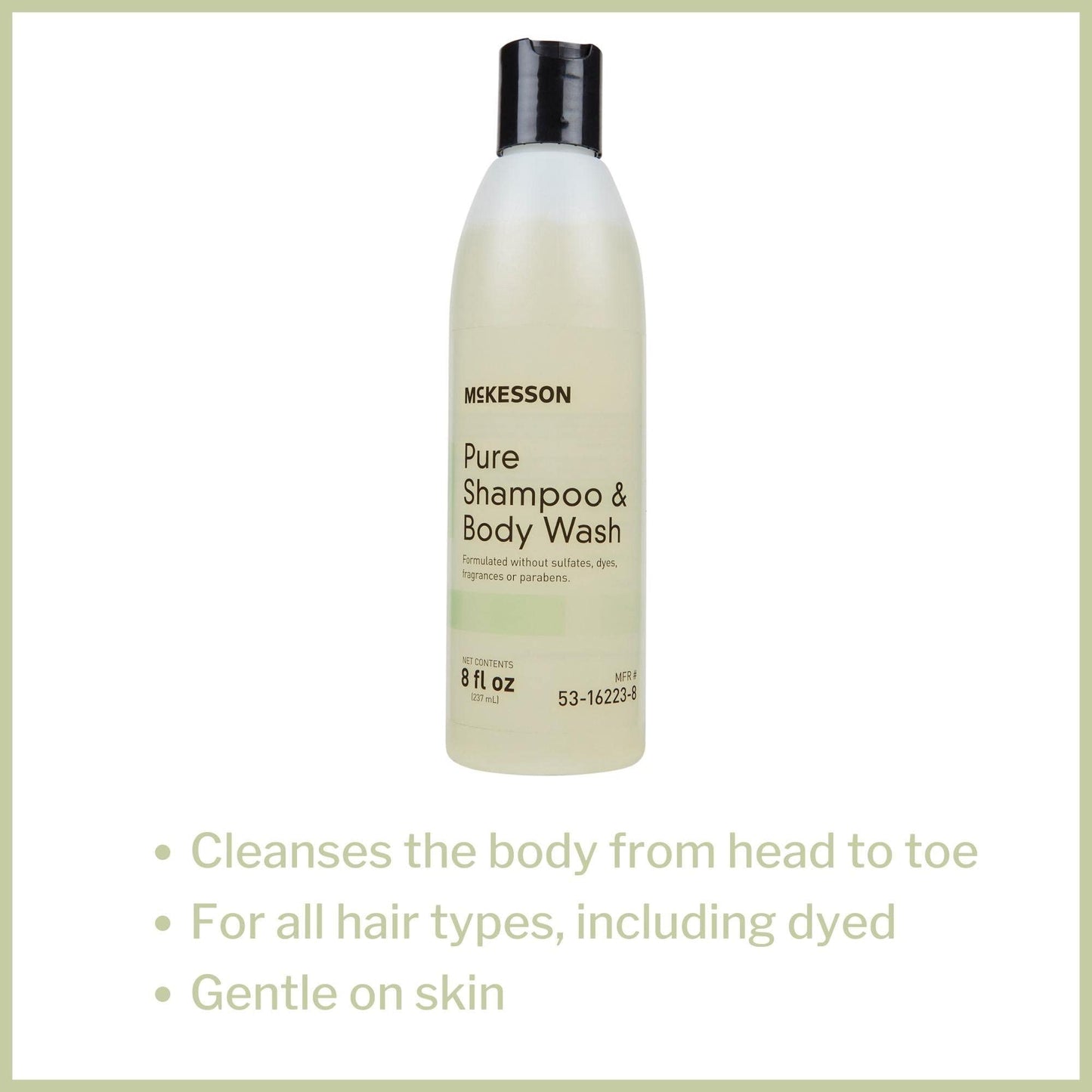 McKesson Pure Shampoo and Body Wash, Sulfates, Dyes, Fragrance and Parabens Free, Unscented, 8 oz, 1 Count Beauty & Personal Care McKesson