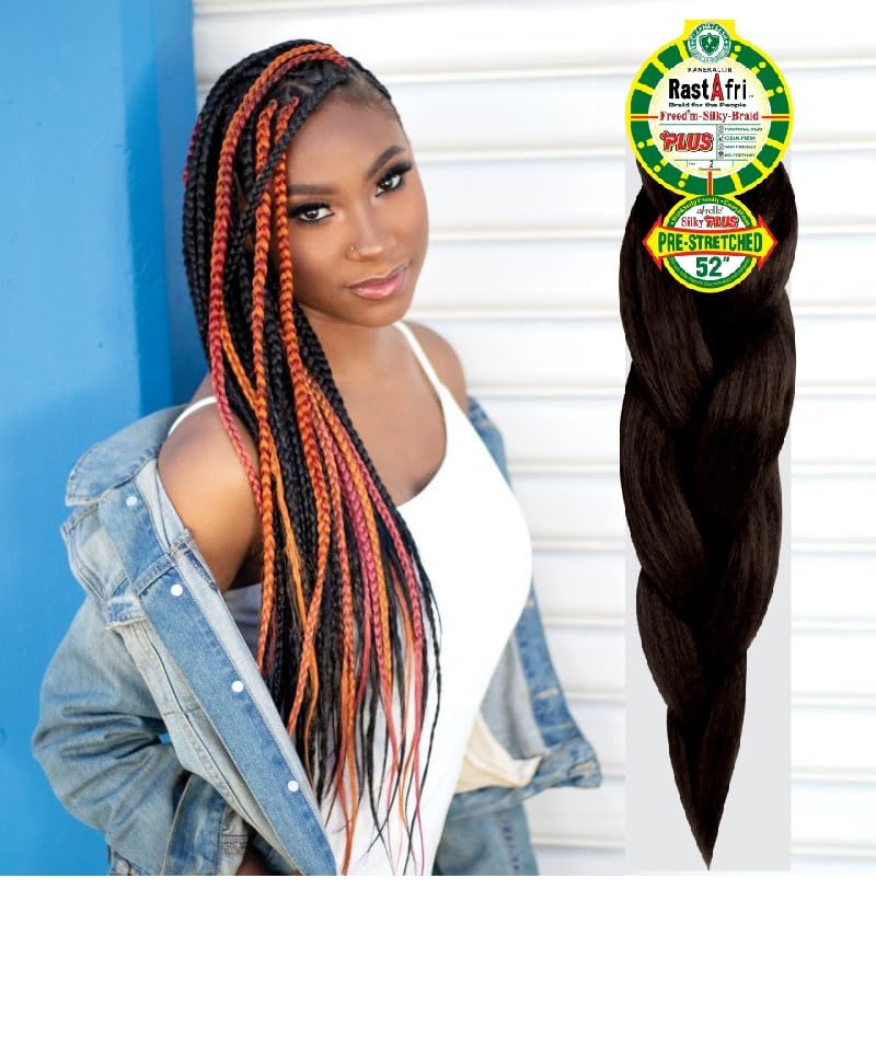 RastAfri Freed'm Silky Braid 24 Inch Pre-Stretched Braiding Hair | 100% Afrelle Modacrylic Fiber from Kanekalon | Soft Lightweight Hair for Box Braids