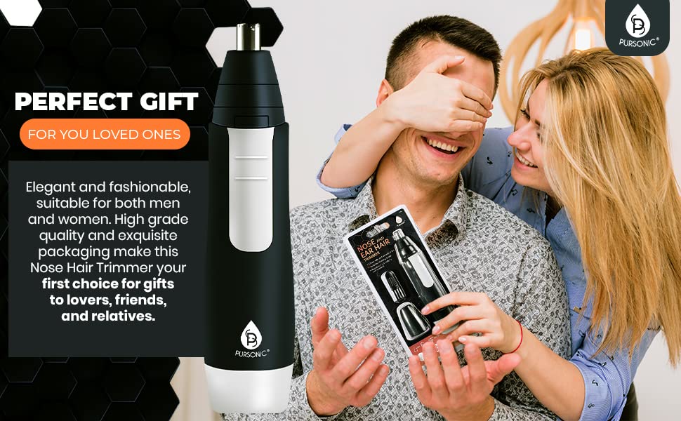 PURSONIC Precision Nose and Ear Hair Trimmer -Painless Eyebrow & Facial Hair Trimmer for Men & Women - Effortlessly Groom Unwanted Hair-Battery Beauty and Personal Care PURSONIC