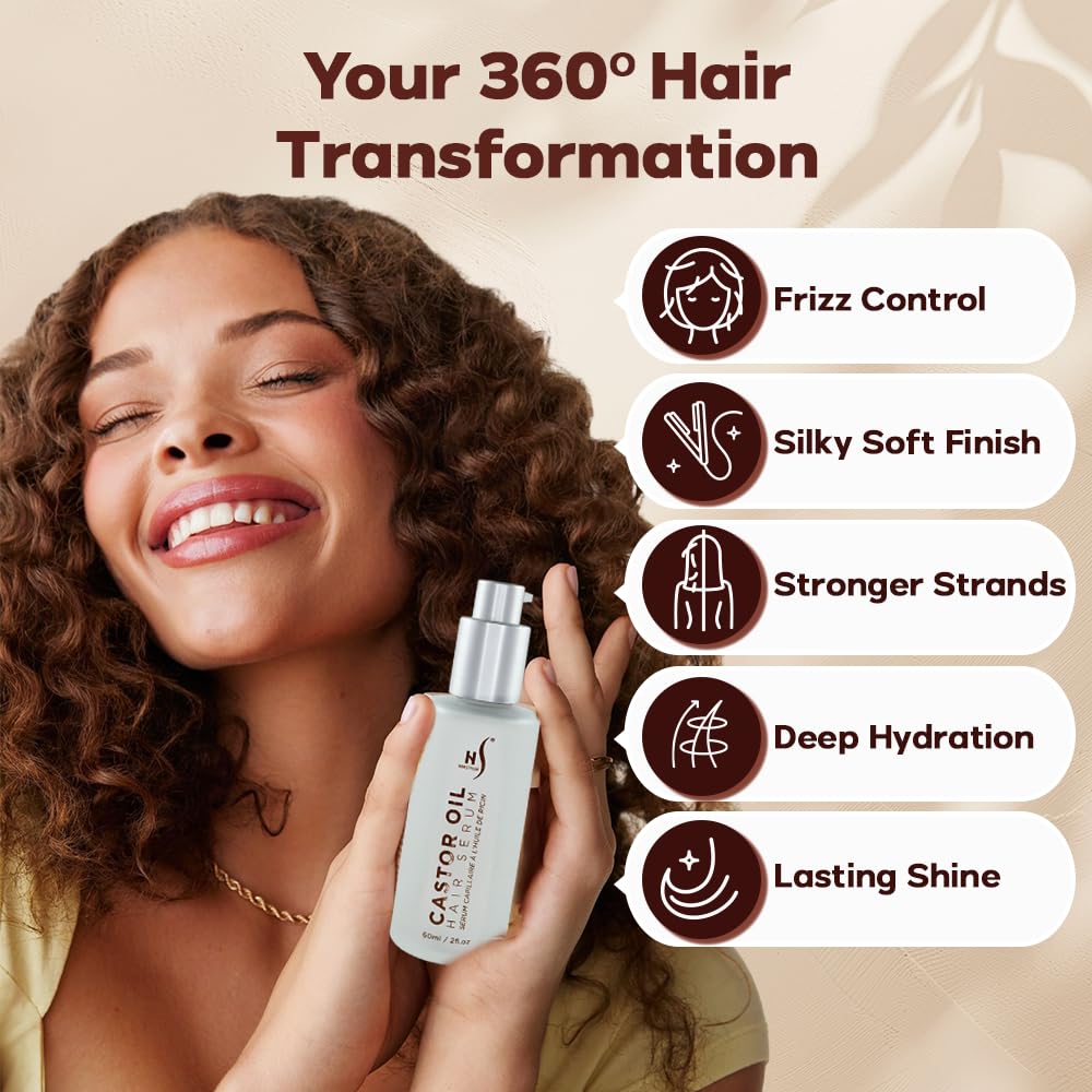 HerStyler Castor Oil Hair Serum for Hair Growth - Hair Shine Serum with Vitamin E - Hair Growth Serum - Hair Serum Heat Protectant - Vitamin E Beauty & Personal Care HerStyler