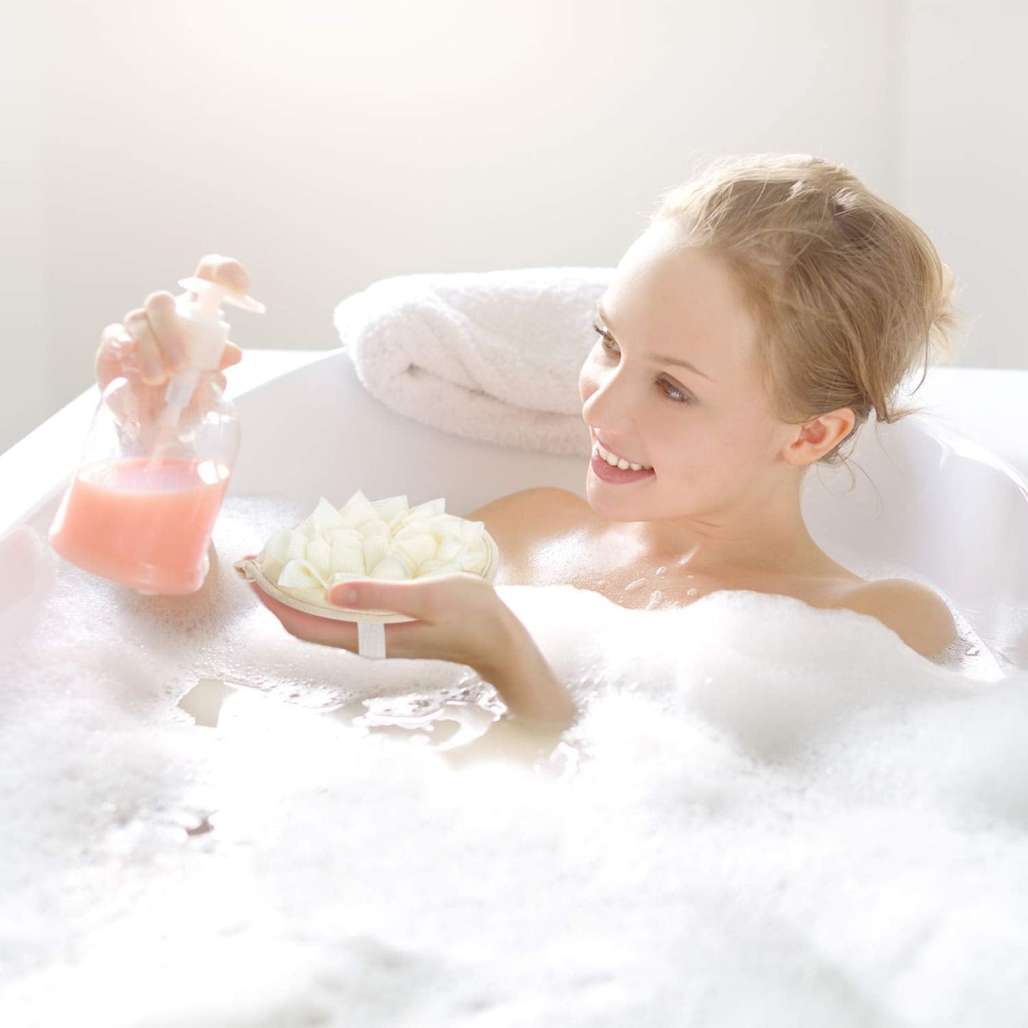 FOVOMA 2PCS Travel Body Natural Loofah Sponge,Mini Pink Loofah Travel Size, Eco Organic Loofah Sponge with Hand,Loofah Soft Sensitive Skin Beauty & Personal Care Fovoma