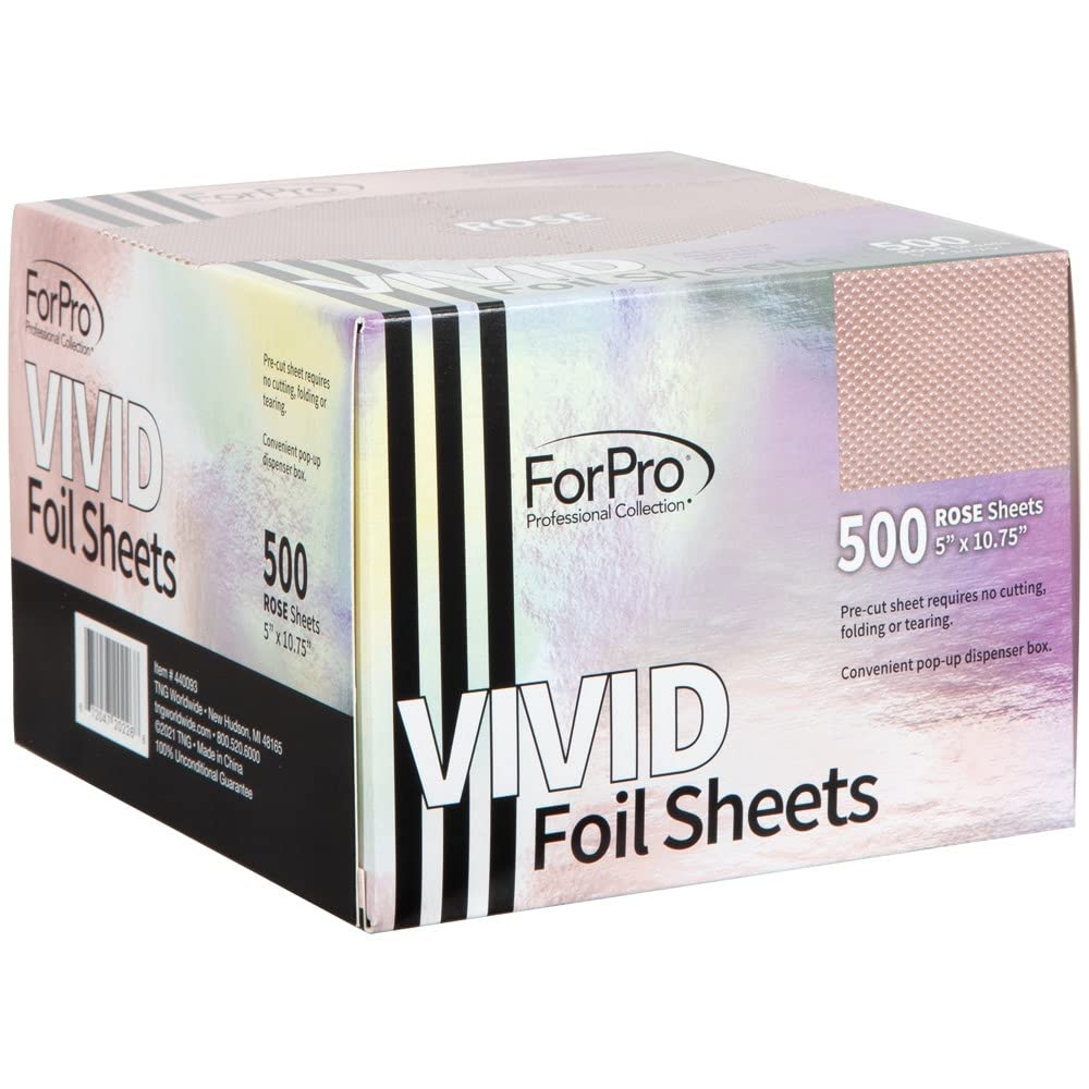 ForPro Professional Collection Vivid Rose Embossed Foil Sheets, Aluminum, Pop-Up Foil Dispenser, Hair Foils for Color Application & Highlighting Beauty & Personal Care ForPro Professional Collection