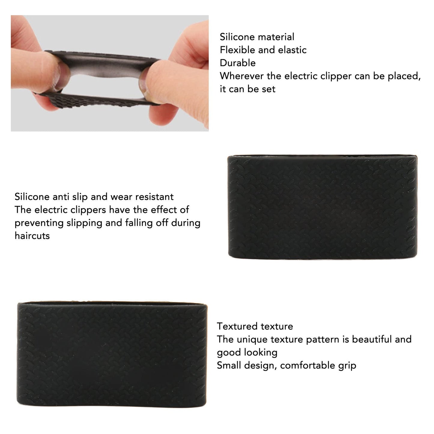 3pcs Barber Clipper Bands, Silicone Anti Slip Wear Resistant Tool Protective Sleeve for Barbers Electric Clip Resistance Heat Baber Beauty and Personal Care Yosoo