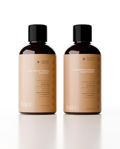 NALU SOS Repair Formula Shampoo and Conditioner Set - Effective Organic Strengthening and Restorative Care for Very Damaged Hair. 8 Fl Oz Each. Beauty & Personal Care NALU
