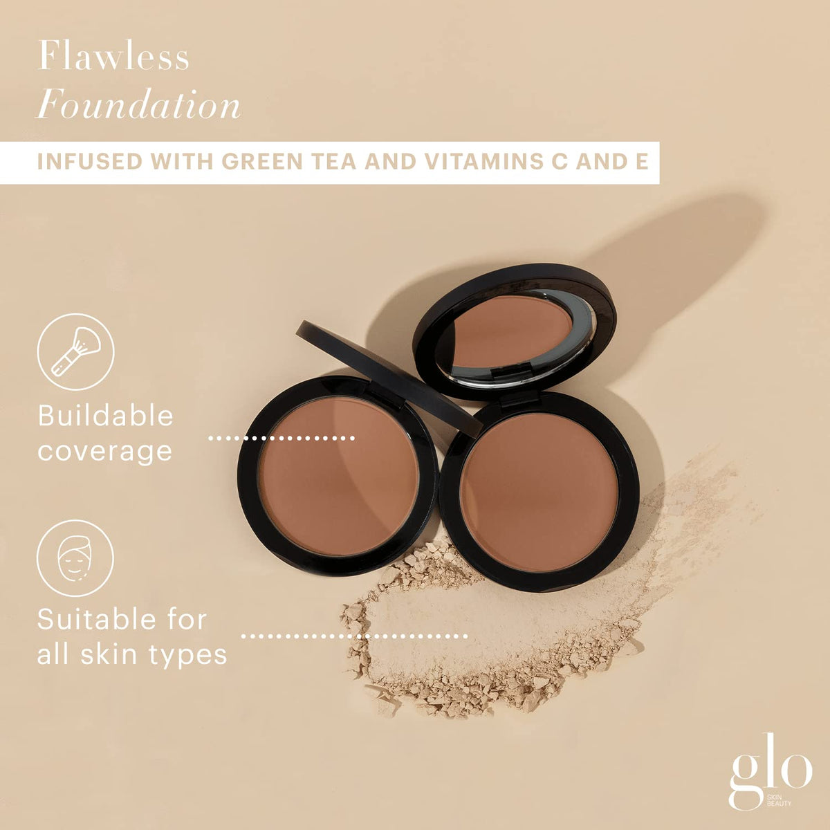 Glo Skin Beauty Pressed Base Powder Foundation Makeup (Cocoa Light) - Flawless Coverage for a Radiant Natural, Second-Skin Finish Beauty & Personal Care Glo Skin Beauty