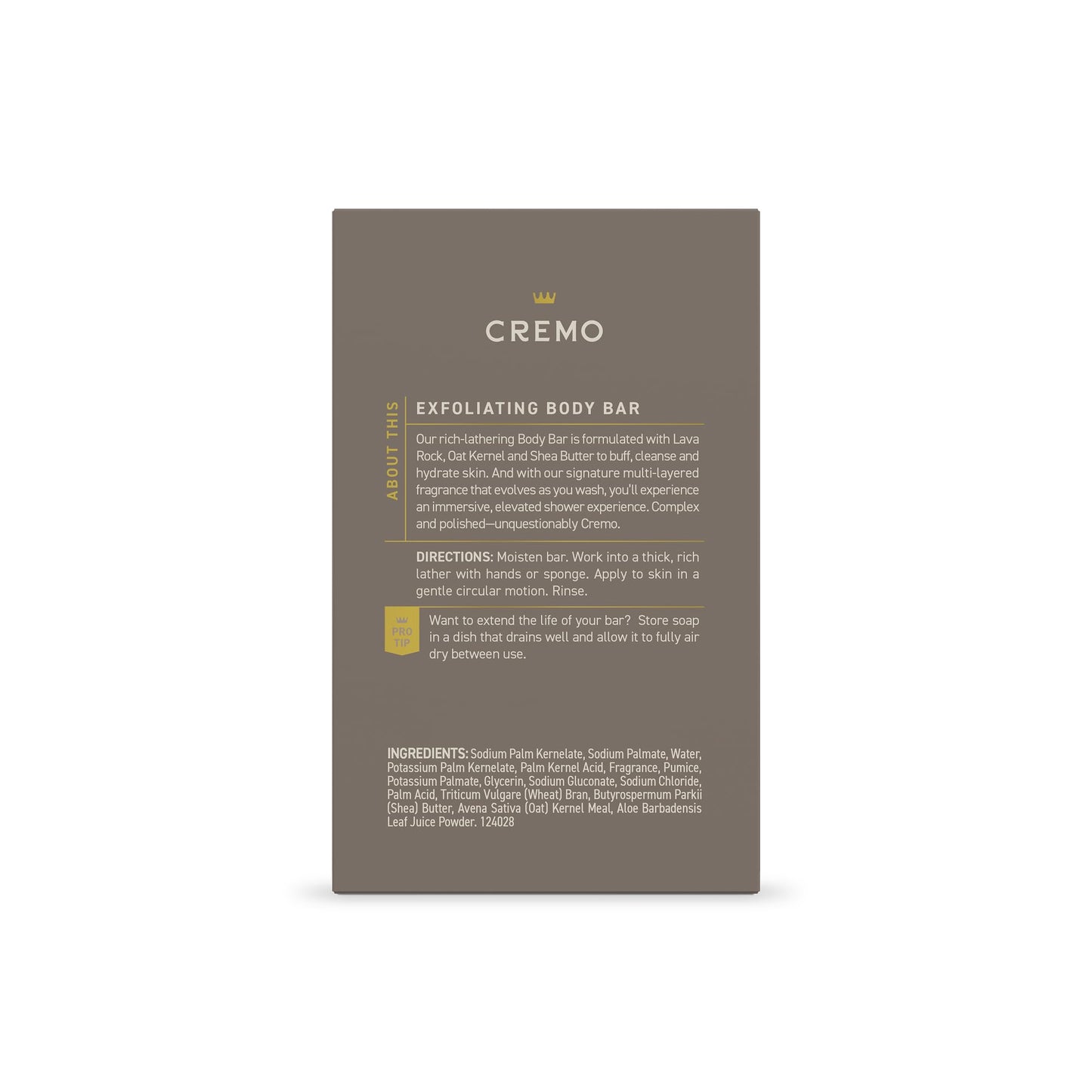 Cremo Exfoliating Body Bar for Men, Vintage Suede Scent, Multi-Layered Fragrance That Buffs, Cleanses and Hydrates Skin, 5oz Beauty & Personal Care Cremo