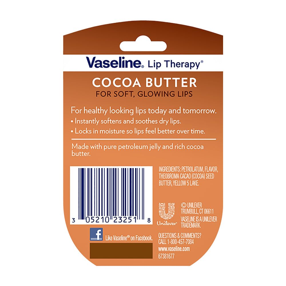 Vaseline Lip Therapy Lip Balm Mini, Cocoa Butter, 0.25 oz Beauty and Personal Care Vaseline