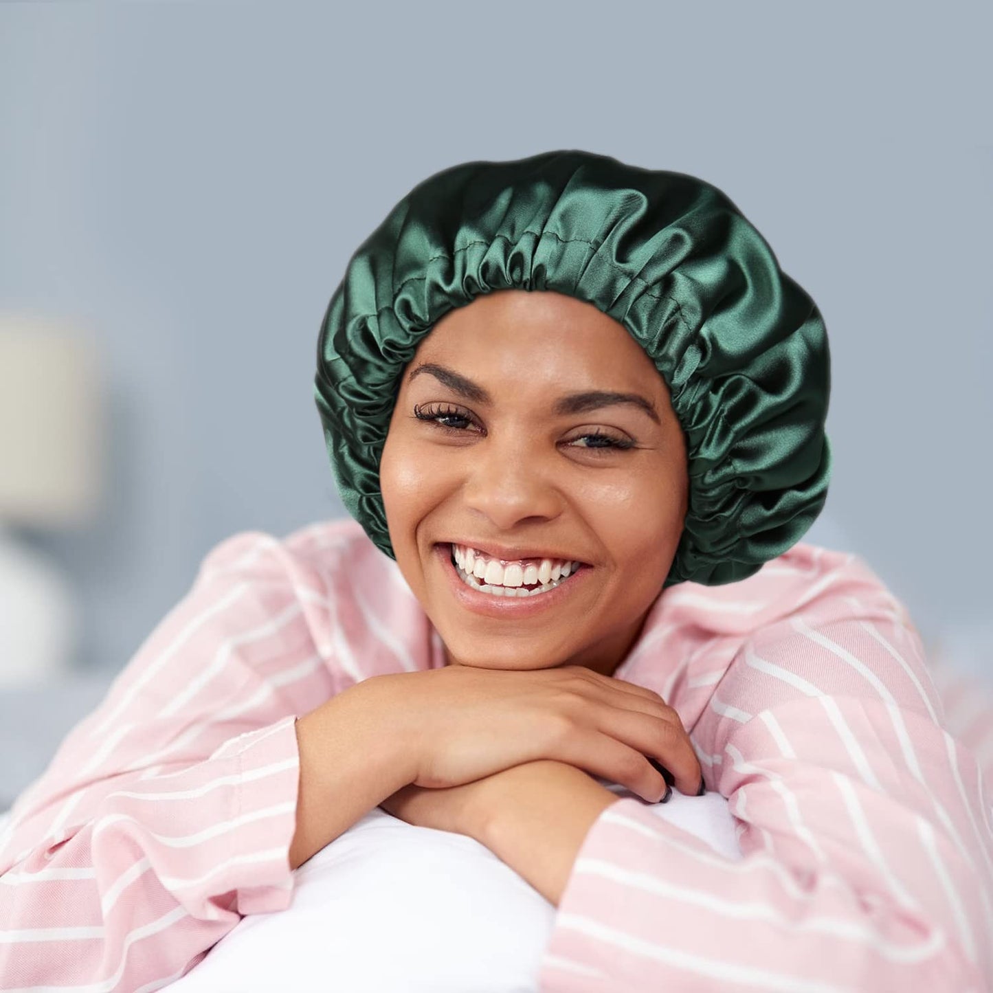 Alnorm Sleep Caps Satin Lined Hair Bonnets for Black Women Dark Green Beauty and Personal Care Alnorm