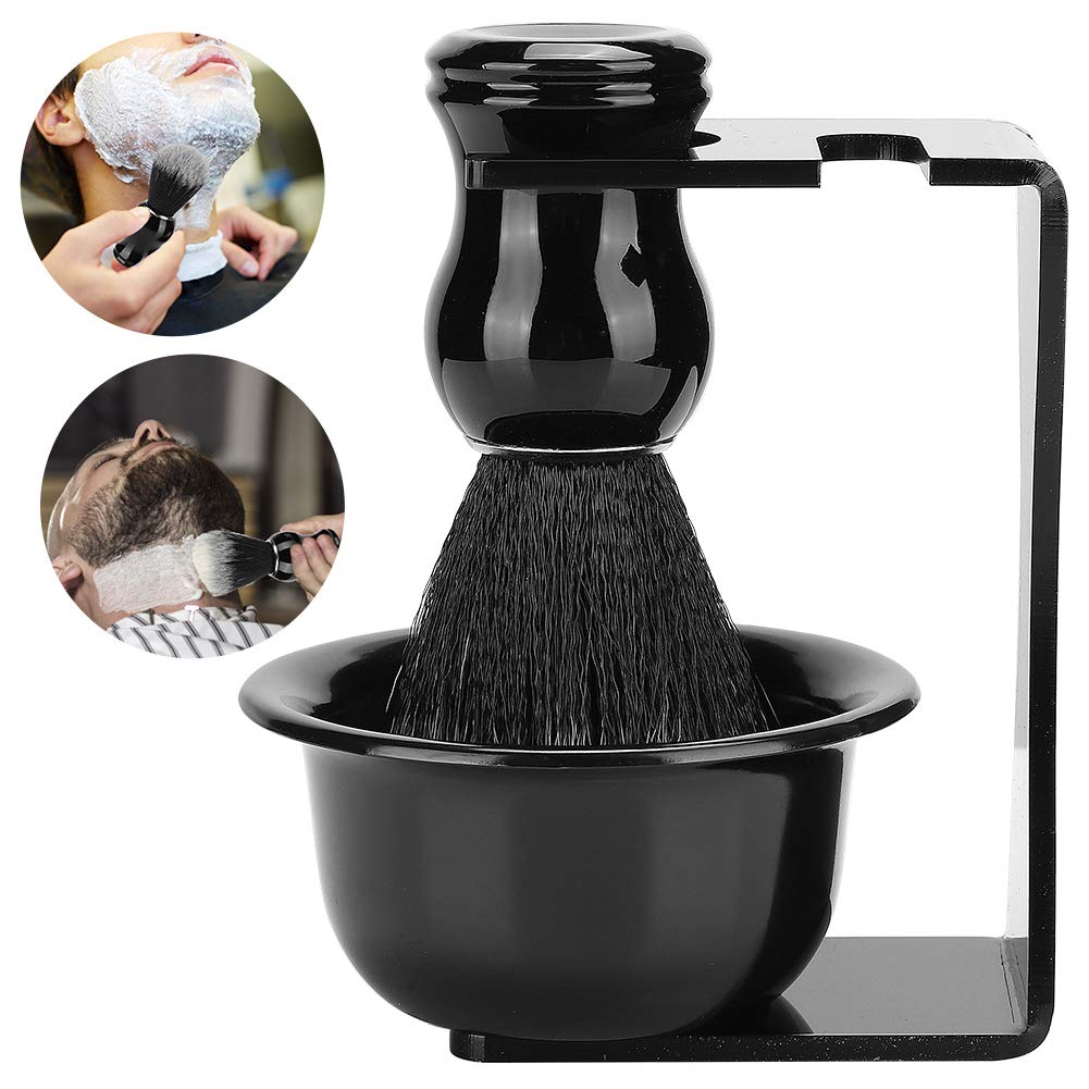 Men's Shaving Brush Set, 3 in 1 Kit with Hair Shaving Brush Soap Bowl Acrylic Holder Stand Home Barber Gift Beauty and Personal Care Yosoo Health Gear