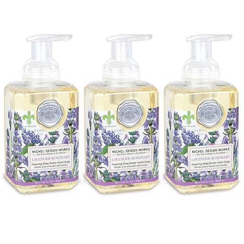 Michel Design Works Foaming Hand Soap, Lavender Rosemary, with Soap Dispenser, 3-Pack, 17.8 Fl oz Each Beauty & Personal Care Michel Design Works