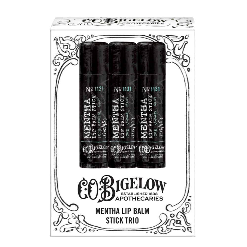 C.O. Bigelow Mentha Lip Balm Sticks, Pack of 3 Bulk Lip Balm Sticks with Shea Butter & Peppermint Oil, 0.15 oz Beauty & Personal Care C. O. Bigelow