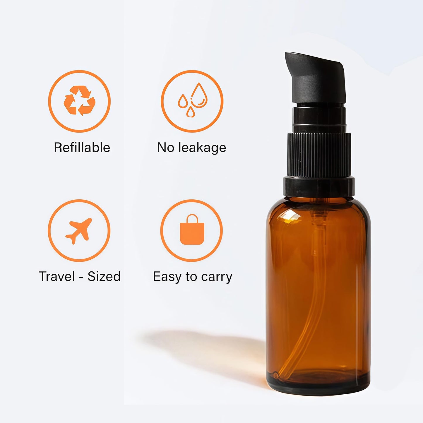 ericotry 3PCS 100ml / 3.34oz Empty Refillable Amber Glass Cosmetic Pump Press Lotion Bottles Makeup Sample Packing Cream Lotion Bath Shower Beauty & Personal Care ericotry