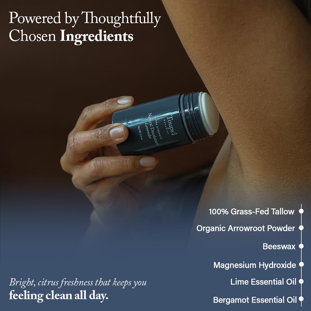 Toups & Co Natural Extra-Strength Deodorant-Lime & Bergamont - Aluminum-Free Odor Protection - With Grass-Fed Tallow & Magnesium - Baking Soda Beauty and Personal Care Toups and Co