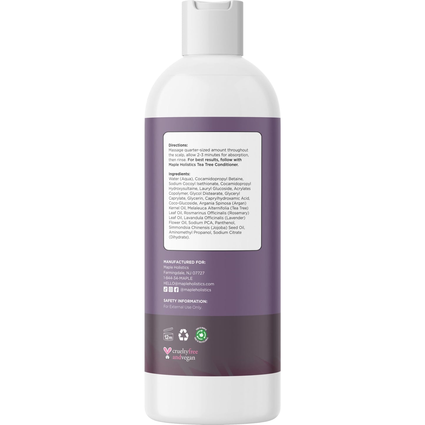 Tea Tree Shampoo for Oily Hair - Paraben and Sulfate Free Clarifying Shampoo for Build Up and Dry Scalp with Tea Tree Oil for Hair - Purifying Beauty & Personal Care Maple Holistics