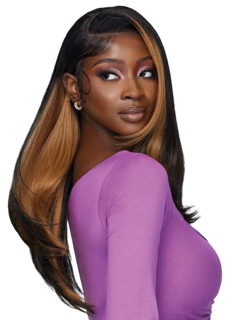 Outre Lace Front Wig - Perfect Hair Line 13X4 - Swoop Series - Swoop 1 (DRFF AMBER SUNSET)