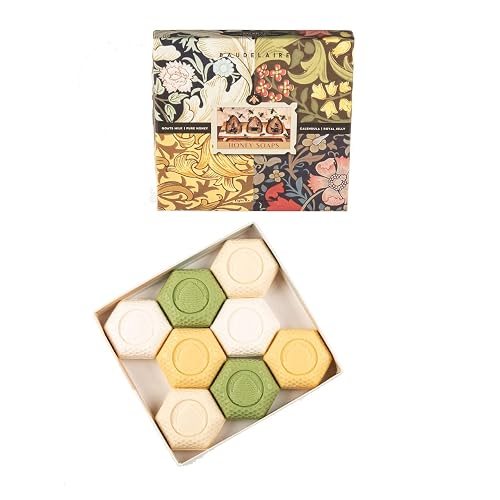 Baudelaire Honey Soaps Fragrances Royal-Jelly Calendula Goat's-Milk Pure-Honey (8 X 1.4oz) Gift-Box 8-Bar Beauty & Personal Care Baudelaire