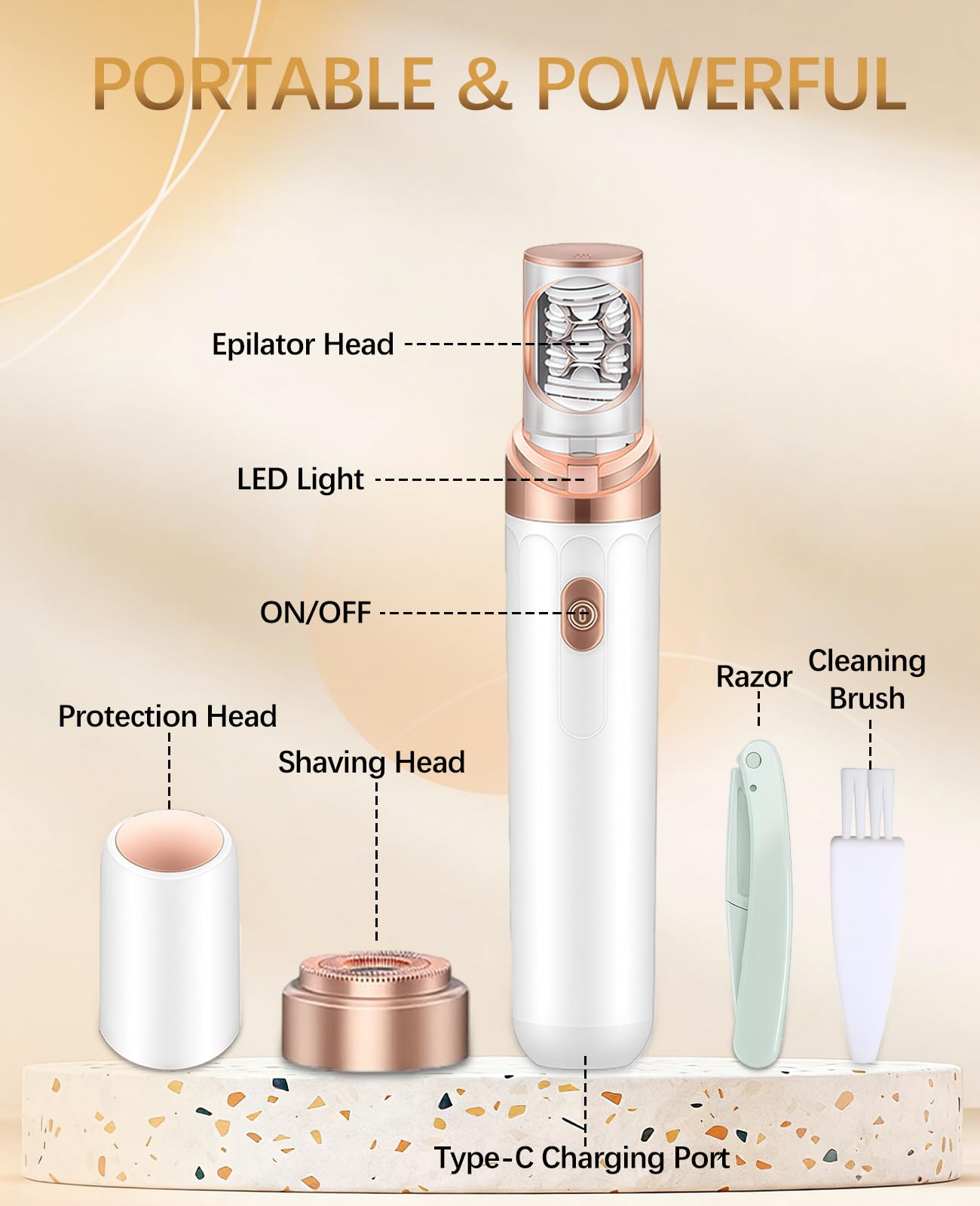 Facial Hair Removal for Women, 2-in-1 Epilator for Women Face, 3X Tweezer Head Painless Hair Remover for Face Woman with LED & USB(Pearl White) Beauty and Personal Care Wudajie