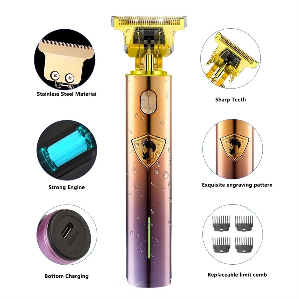 Hmirc Professional Hair Clippers & Trimmer for Men, Cordless Mens T-Blade Beard Trimmer with 4 Limit Comb, Rechargeable Hair Trimmers for Barbers Beauty and Personal Care Hmirc