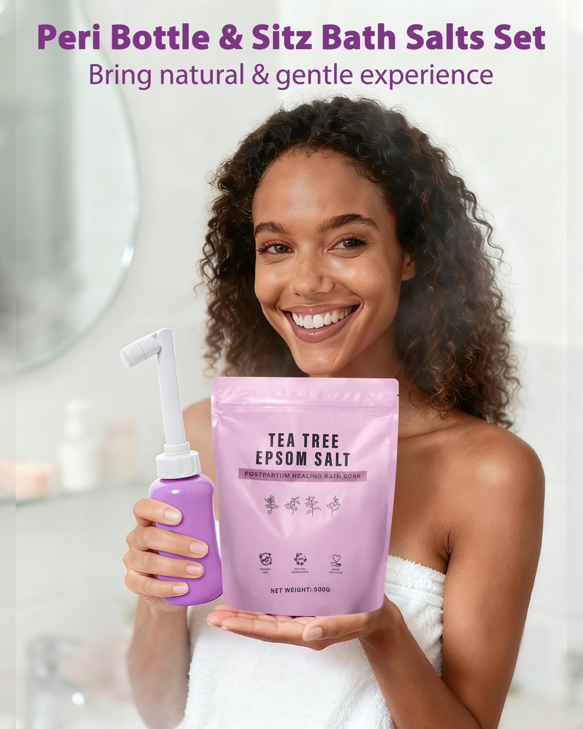 Peri Bottle & Sitz Bath Soak Set for Postpartum Care, Portable Bidet and Bath Salts for Perineal Cleansing Beauty and Personal Care SOFTCA