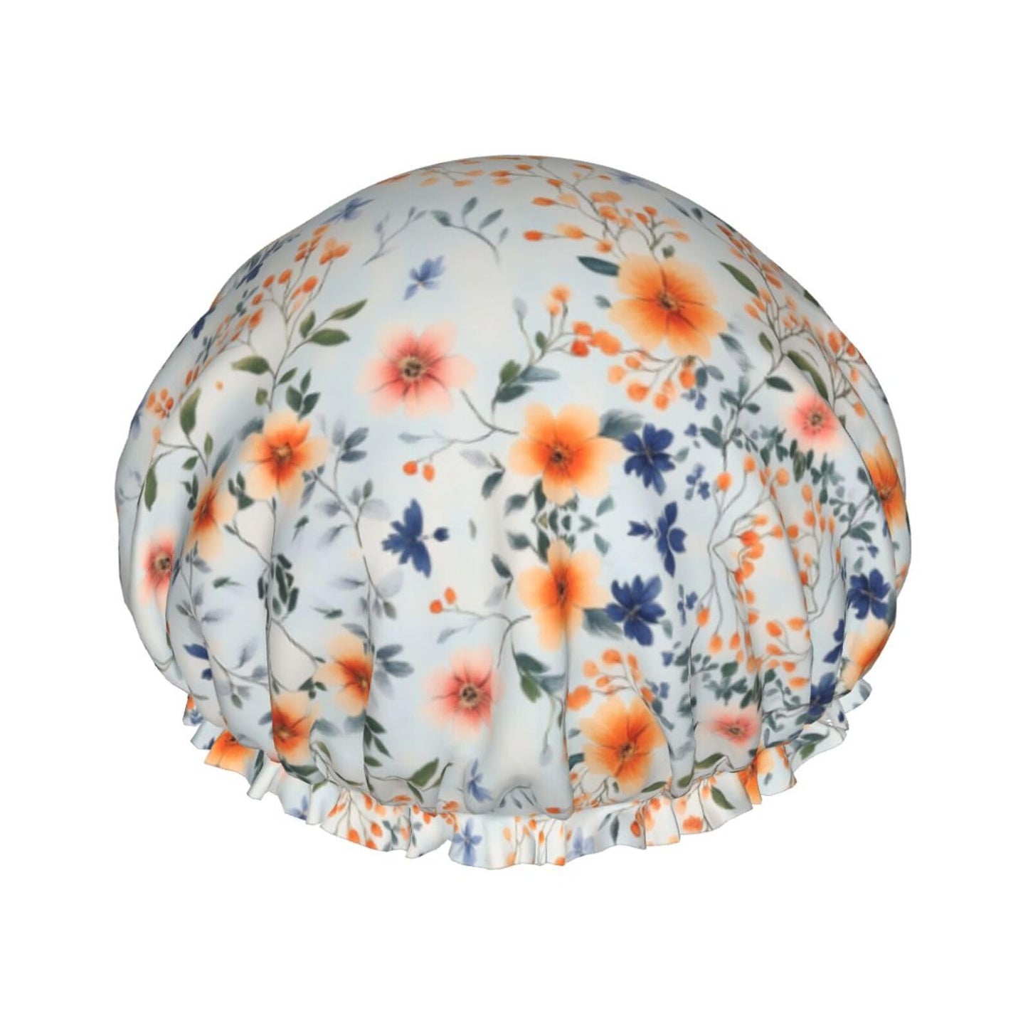 Bedbliss Flowers Print Shower Cap, Waterproof Reusable Bath Caps For Women Hair, Double Layers Elastic Shower Hat Hair Protection Beauty and Personal Care Bedbliss