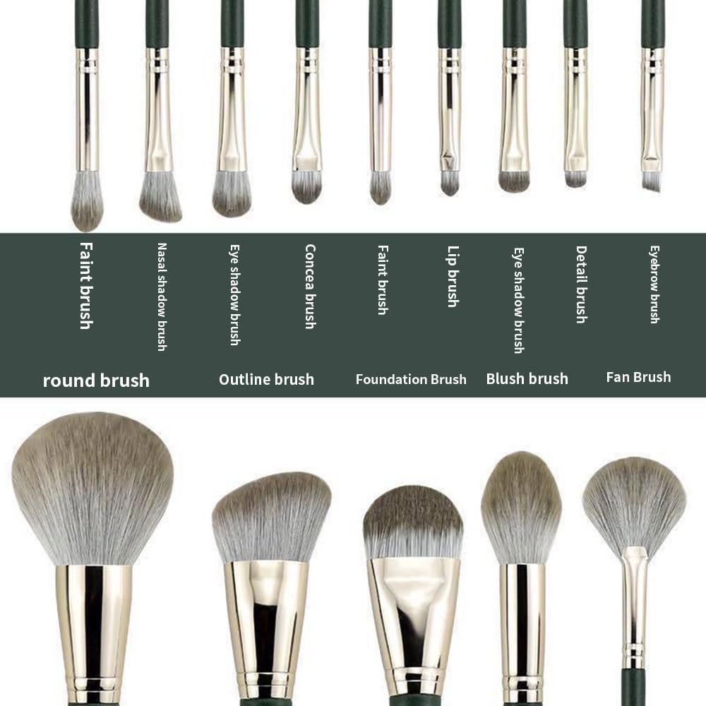Makeup Brushes 14-Piece Set – Premium Synthetic Cosmetic Brushes for Foundation, Blush, Concealer & Eyeshadow, Travel Bag Included, Green Beauty & Personal Care Aywenny