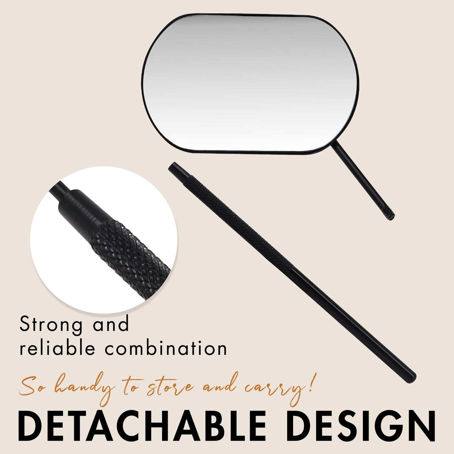 Embagol Lash Mirror Extra Large Makeup Mirror for Eyelash Extensions Detachable Stainless Steel Square Round Lash Extension Accessories(Black) Beauty & Personal Care Embagol