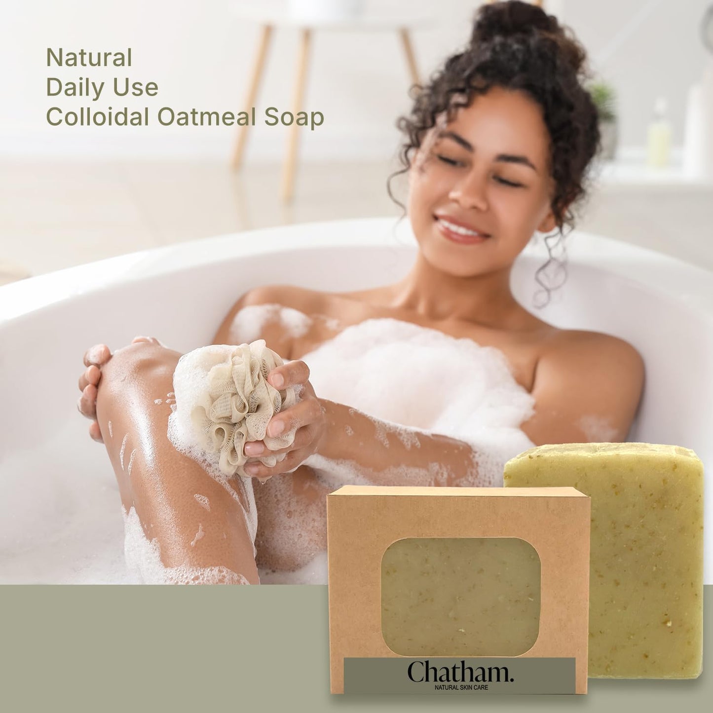Lemongrass Oatmeal Moisturizing Soap Bar 5oz for Dry Skin, 100% Natural Ingredients, Shea Butter Free, and Lemongrass and Vanilla Essential Oils Beauty & Personal Care Chatham Natural Skin Care