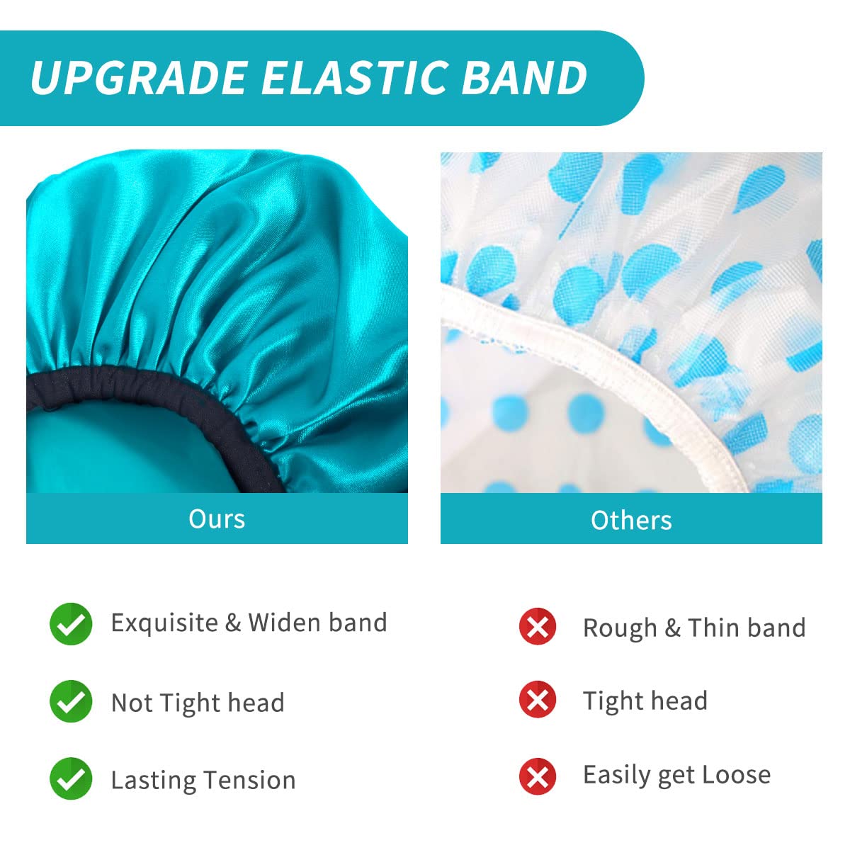 Aquior Shower Cap for Women Reusable, Extra Large Shower Cap for Men,Satin EVA Double Layer Waterproof Hair Cap For Long Hair, 4 Pieces Beauty & Personal Care Aquior