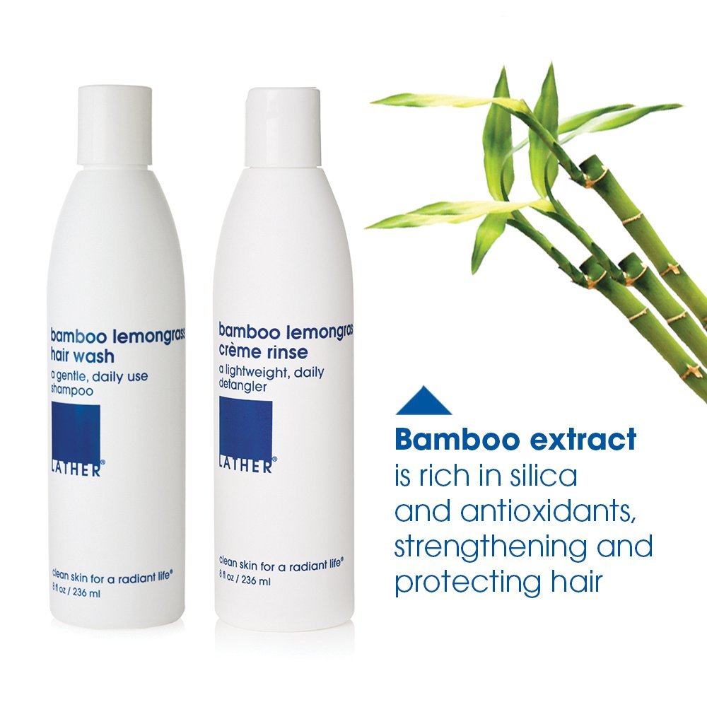 LATHER Bamboo Lemongrass Shampoo & Conditioner Set - Gentle Daily Moisturizing Shampoo & Hair Detangler Conditioner for All Hair Types - Lightweight Beauty & Personal Care LATHER