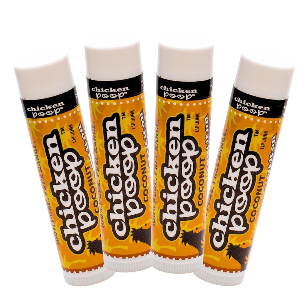 Chicken Poop Lip Balm Coconut 100% Natural Moisturizer for Dry Chapped Lips, 0.15 oz (Pack of 4) Beauty and Personal Care Simone Chickenbone