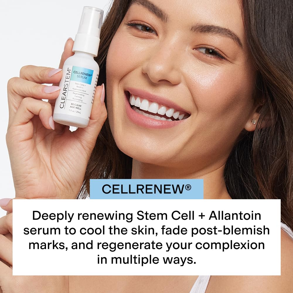 CLEARSTEM - CELLRENEW - Collagen Stem Cell Serum - Acne + Youthful Skin Face Serum - Hyaluronic Acid, Reishi, Aloe Vera - Facial Skin Care Products Beauty & Personal Care CLEARSTEM