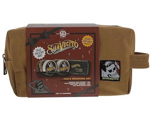 Suavecito Men's Hair Grooming Set OG & Firme (Strong) Hold Pomade, Body Soap, Large Deluxe Comb & Sand Canvas Bag Beauty & Personal Care Suavecito