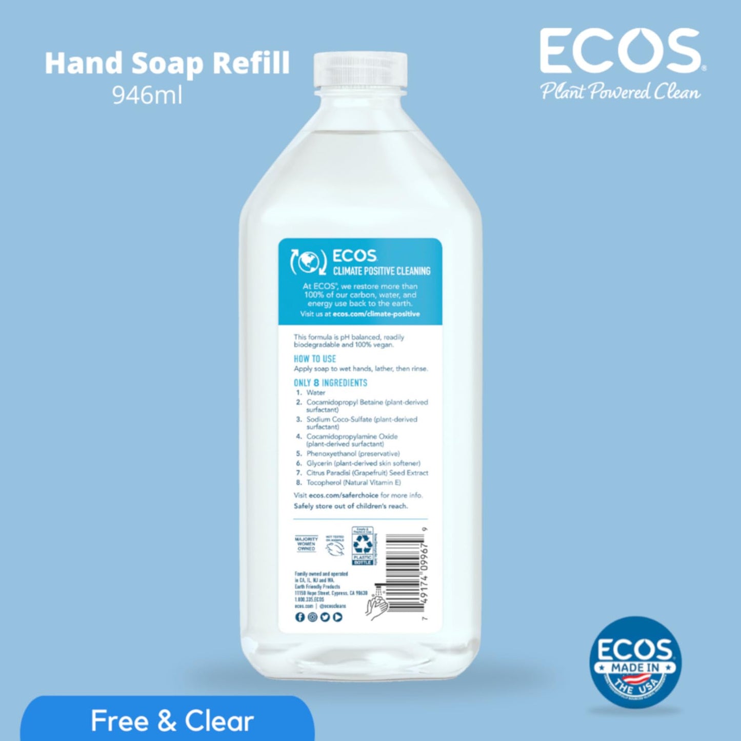 ECOS Supercharged Squeaky Clean: Free & Clear Refill Hand Soap (2 Pack) | Emphasizes both cleaning power friendliness Beauty & Personal Care ECOS