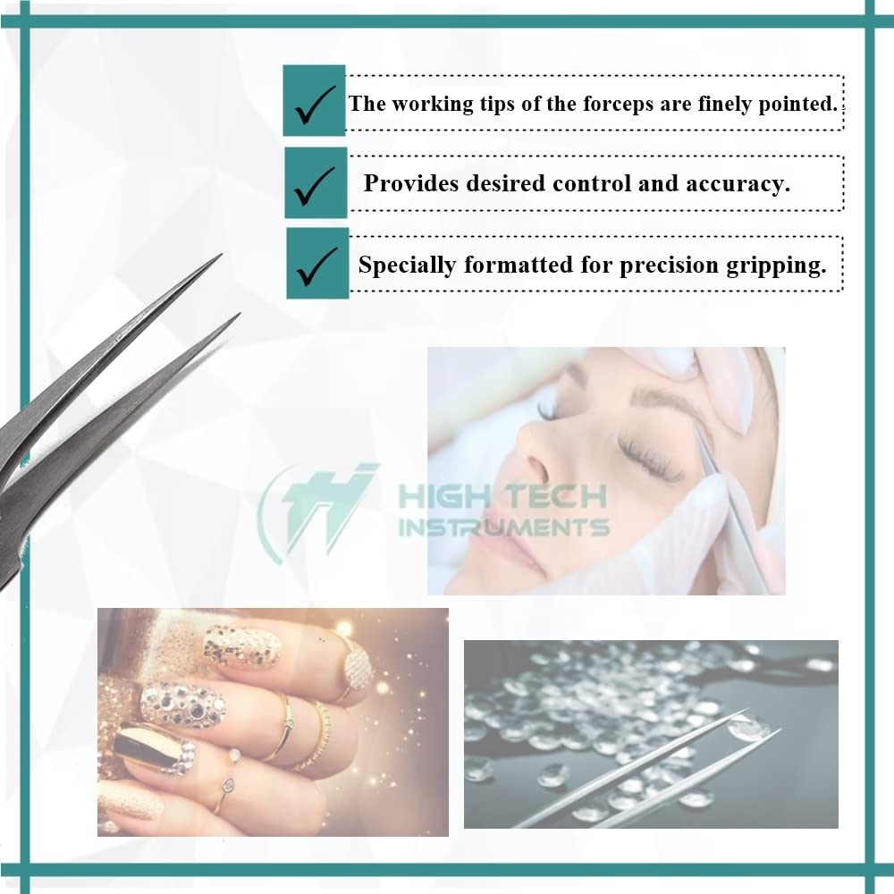 Professional Stainless Steel Tweezers 4.75" with Fine Precision Tips & Fenestrated Handle Suitable for Facial Hair, Splinter and Ingrown Hair Removal Beauty and Personal Care HIGH TECH INSTRUMENTS