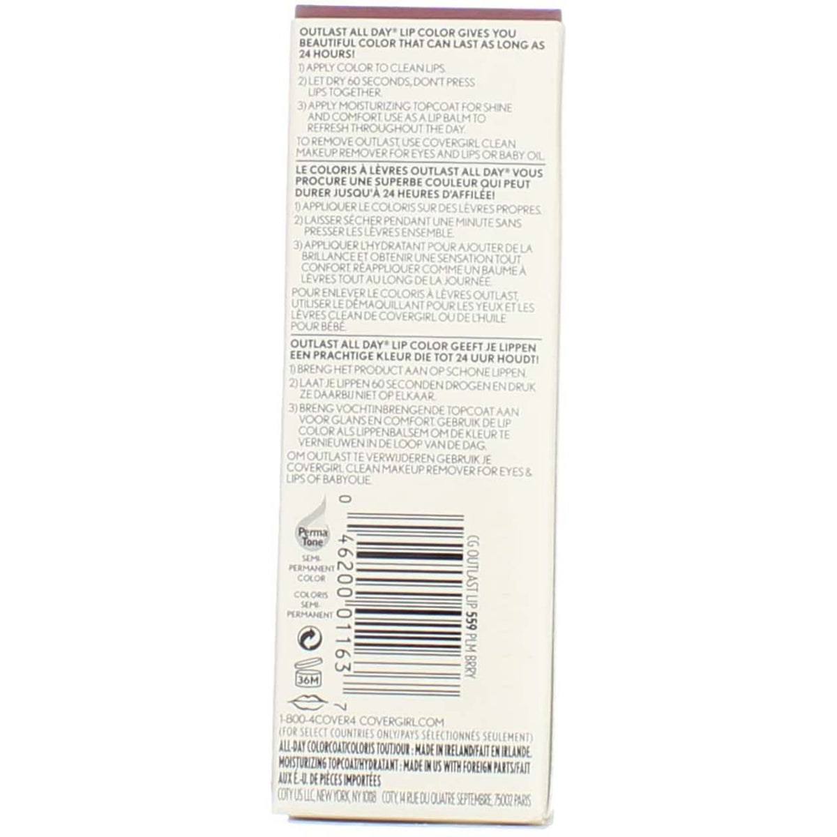 Cover Girl 01163 559plmbry Outlast Lipcolor Beauty & Personal Care COVERGIRL