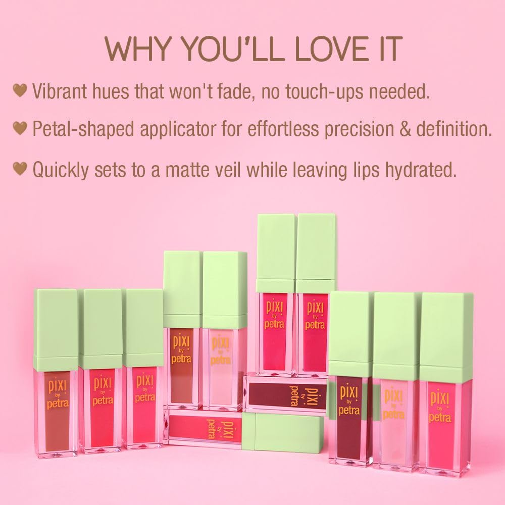 Pixi Beauty MatteLast Liquid Lip | Long-Wearing Matte Lip Color with Rosehip Oil | Hydrating & Comfortable | Precision PixiPetal Applicator | Fresh Beauty & Personal Care Pixi