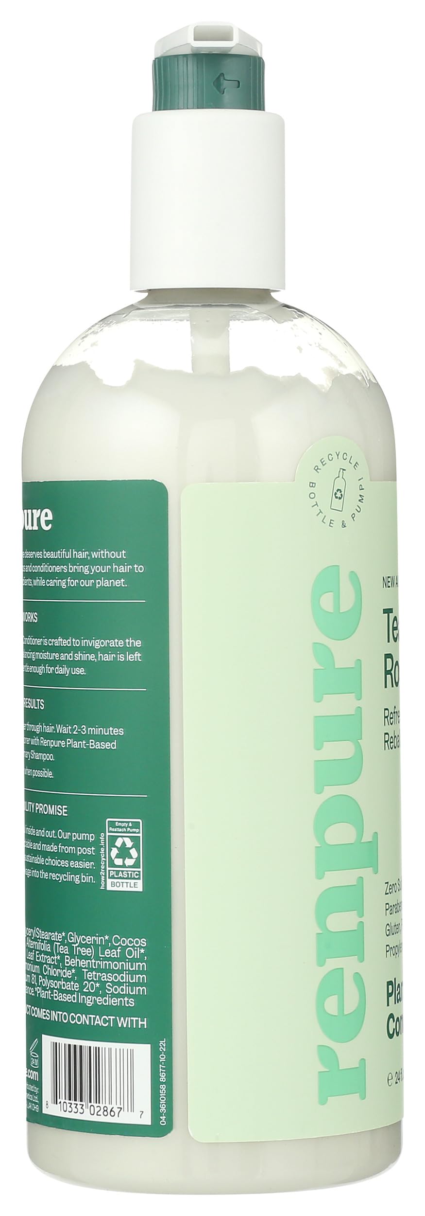 Renpure Plant Based Tea Tree and Rosemary Refresh and Rebalance Conditioner - Soothes Dry Scalp - Delivers Moisture and Shine - Gentle Formula - Dye Beauty & Personal Care RENPURE