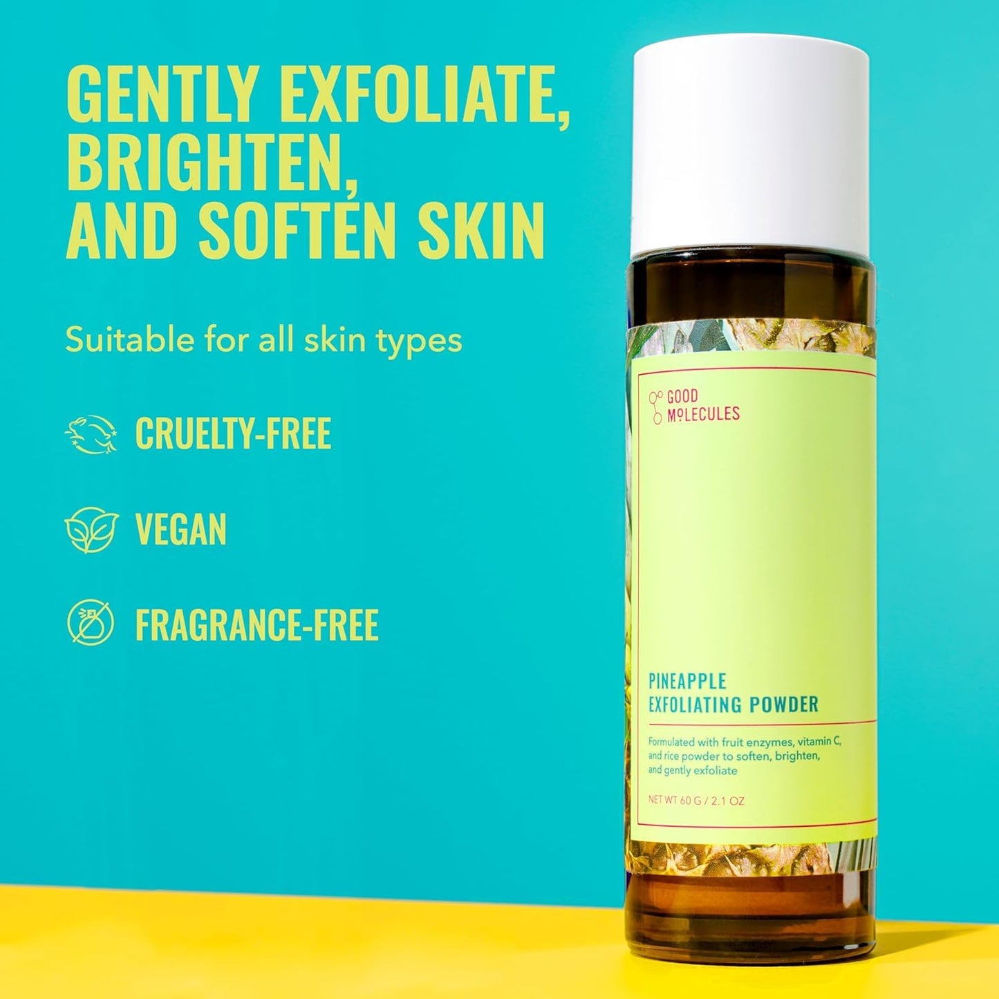 Good Molecules Pineapple Exfoliating Powder - Exfoliating Face Scrub with Natural Enzymes, Gentle Alcohol-Free Facial Cleanser, Skin Care for Face Beauty and Personal Care Good Molecules