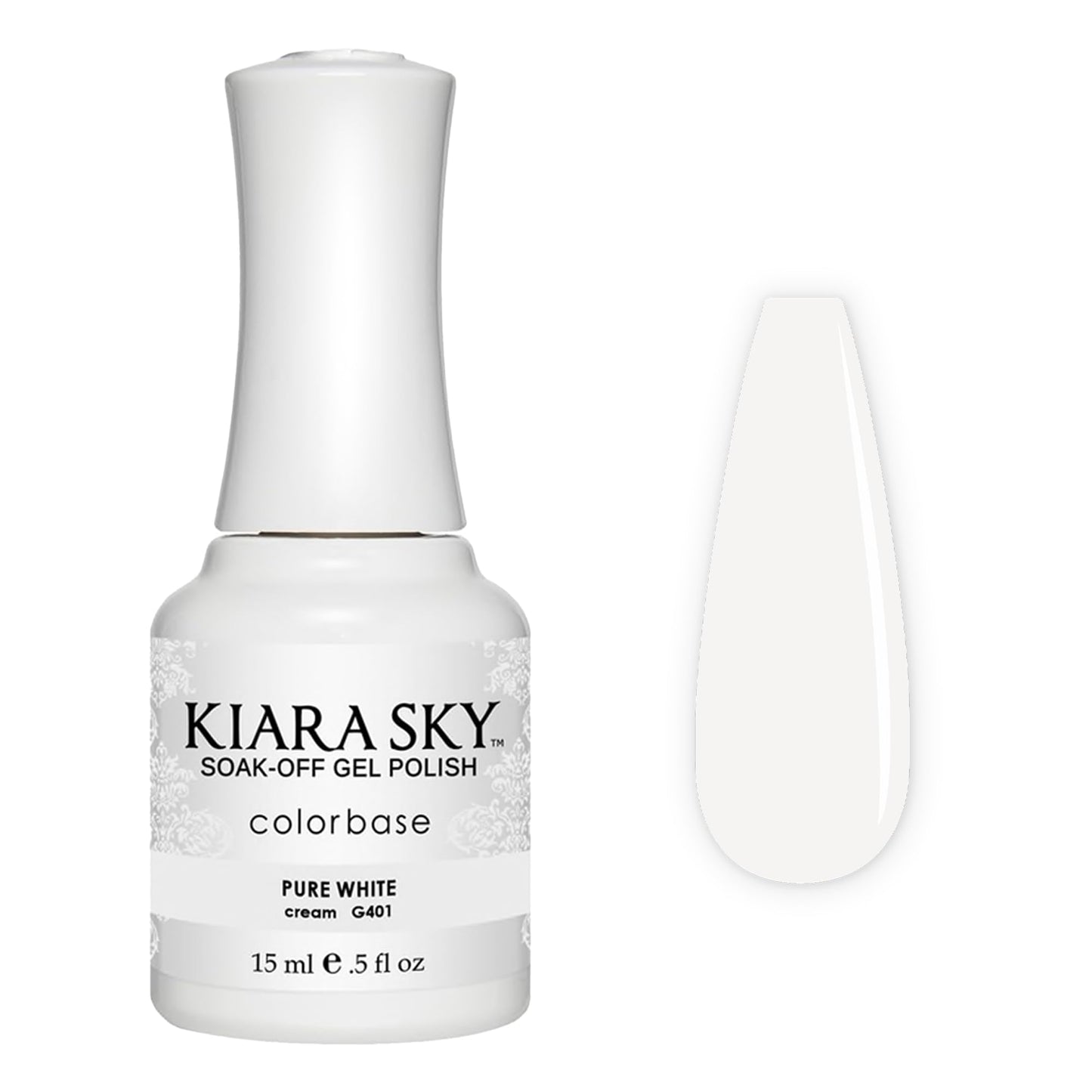 Kiara Sky Soak Off Gel Nail Polish 0.5 fl oz, PURE WHITE (G401) Beauty & Personal Care KIARA SKY