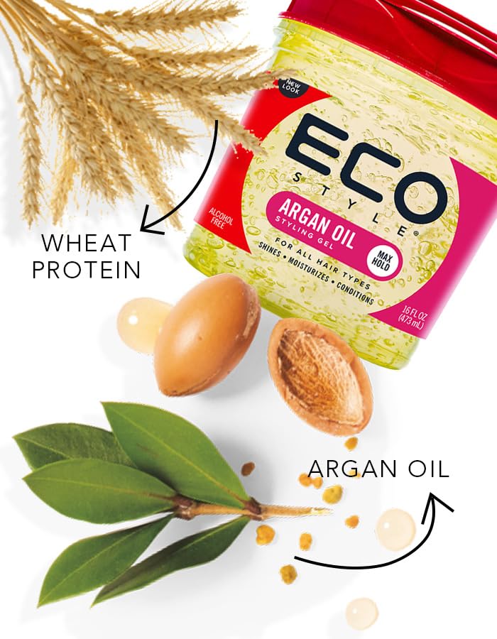 Ecoco Eco Style Gel - Argan Oil - 100% Pure Olive Oil - Promotes Healthy Hair - Nourishes And Repairs Hair - Long-Lasting Shine - 10/10 Maximum Hold Beauty & Personal Care Eco Style