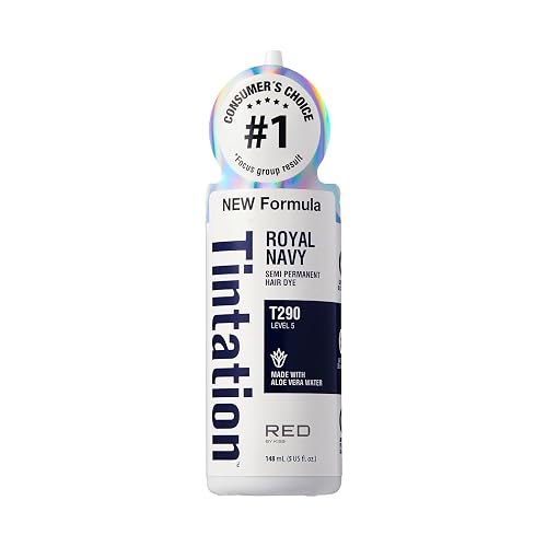 Red by Kiss Tintation Semi-Permanent Hair Color, Aloe Vera Water Based, Argan Oil, Olive Oil, Collagen & Keratin, Long-Lasting Color Dye (Royal Navy Beauty & Personal Care Red By Kiss