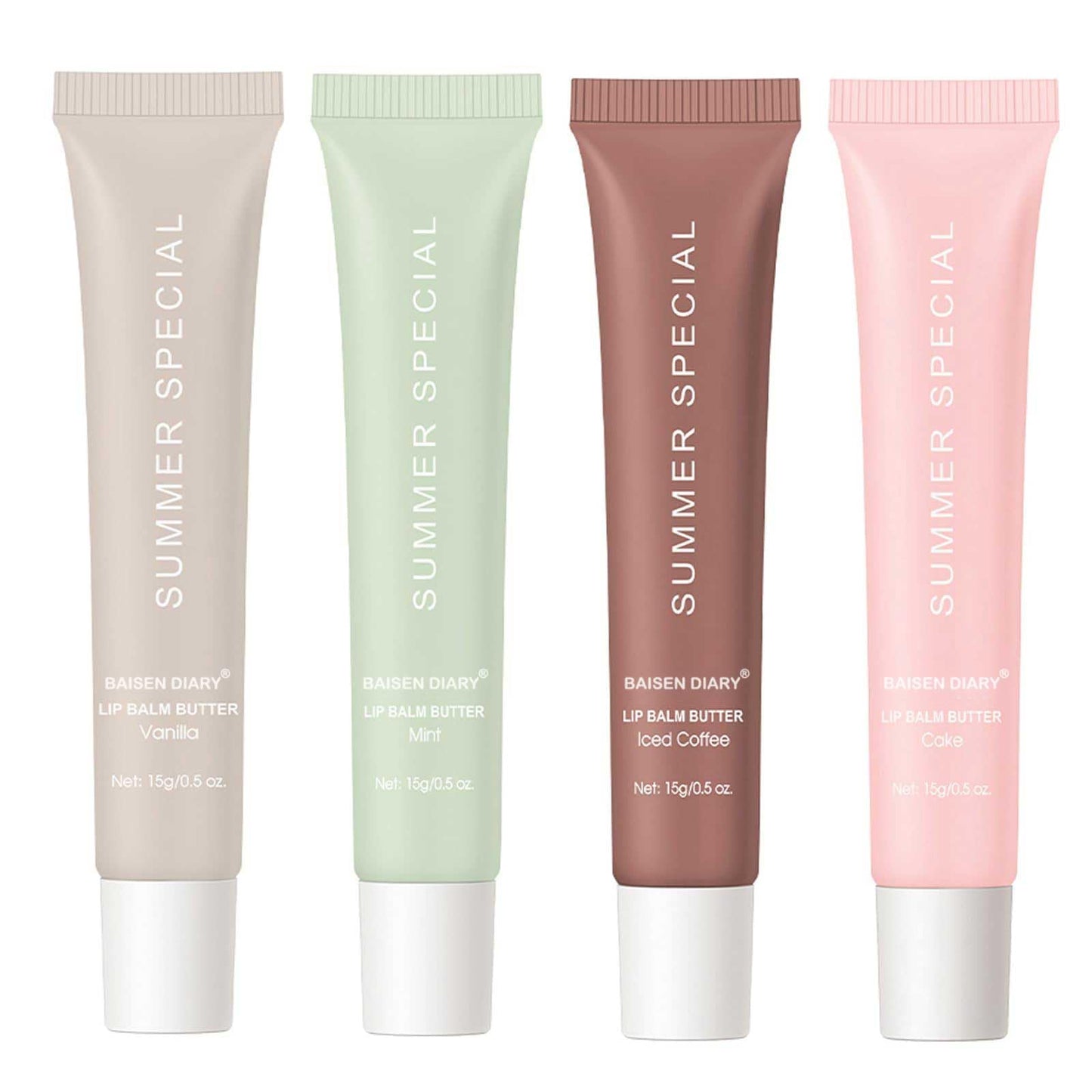 4 PCS Lip Butter Balm - Ultra-Hydrating, Nourishing Lip Care with Natural Ingredients, Shea Butter & Olive Oil, Soothes & Softens Dry Lips (4PCS, 0.5 Beauty and Personal Care BAISEN DIARY