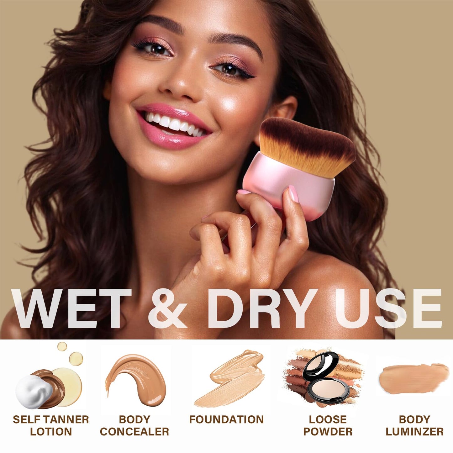 Extra Large Body Makeup Brush For Self Tanner, Leg Makeup &Bronzer Blend,75 mm Wide-headed Kabuki Brush Provides More Even &Pretty Application, Oval Beauty and Personal Care EOICCEOH