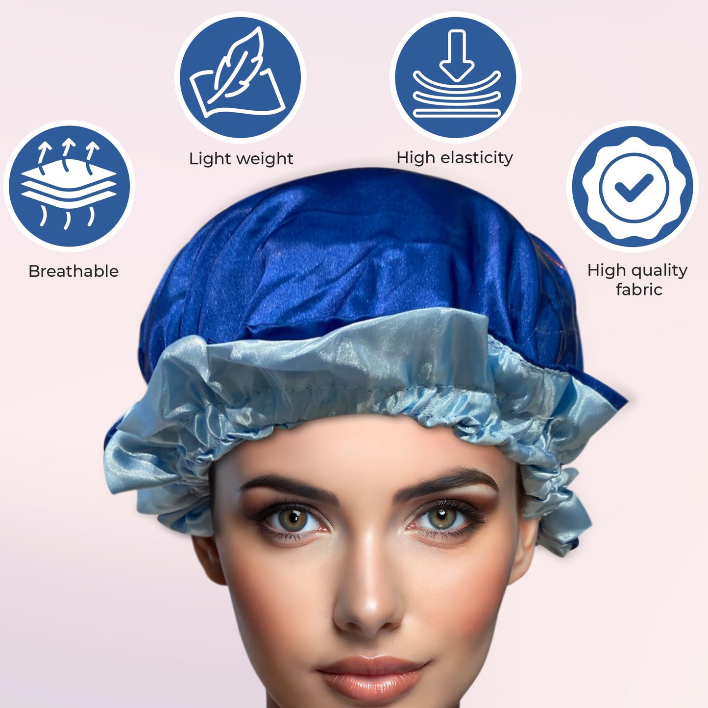BE BEAUTIFUL EXTENSIONS women Bonnet sleeping bonnet satin night cap bonnet for women with curly hair satin cap for natural hair blue Beauty and Personal Care BE BEAUTIFUL EXTENSIONS