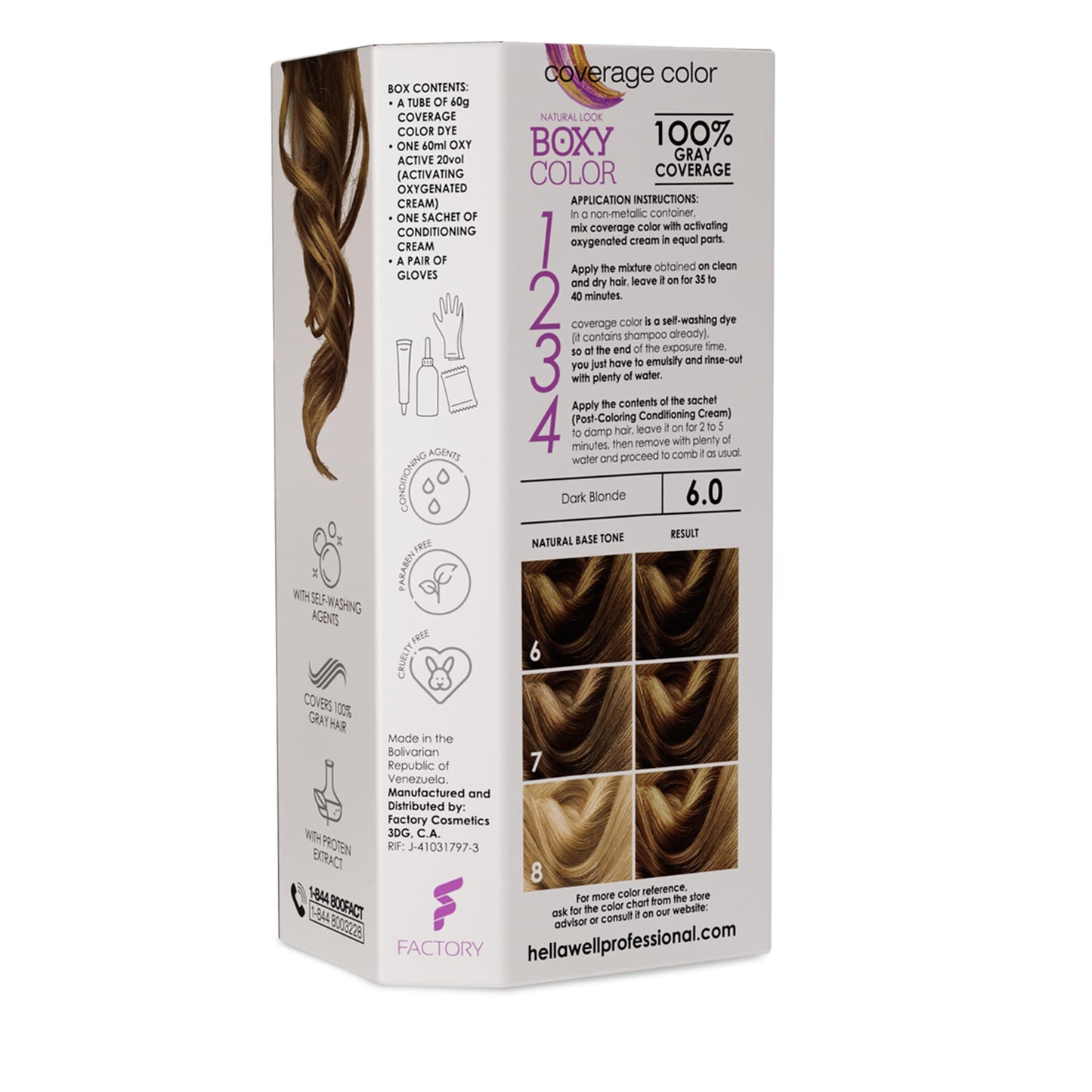 BOXY COLOR Coloring kit professional, permanent color cream hair dye with Vegetal Protein to get Hair with intense color shiny and silky. 100% Gray Beauty & Personal Care HELLAWELL PROFESSIONALS