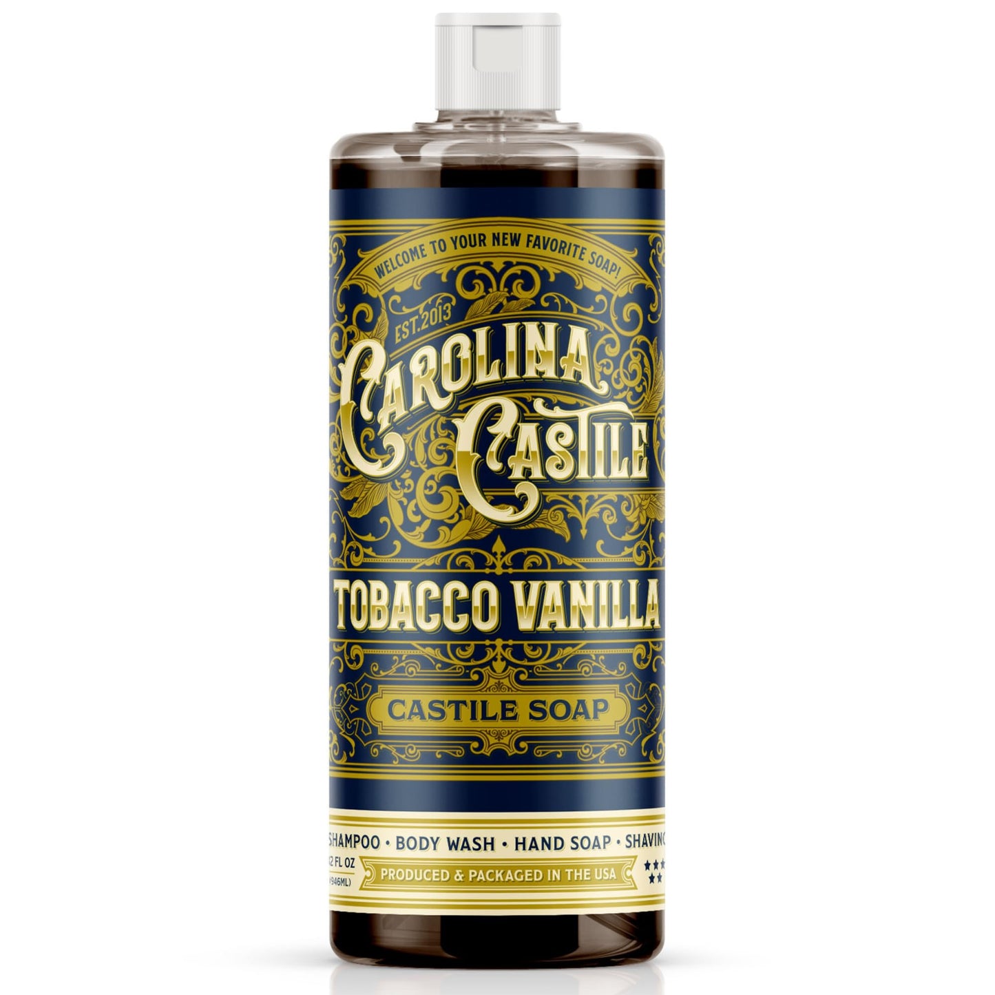 Castile Liquid Body Wash for Sensitive Skin - Natural Shampoo for Men with Olive Oil, Cocoa Butter & Coconut Oil - Tobacco Vanilla by Carolina Castile Beauty and Personal Care Carolina Castile Soap Default Title