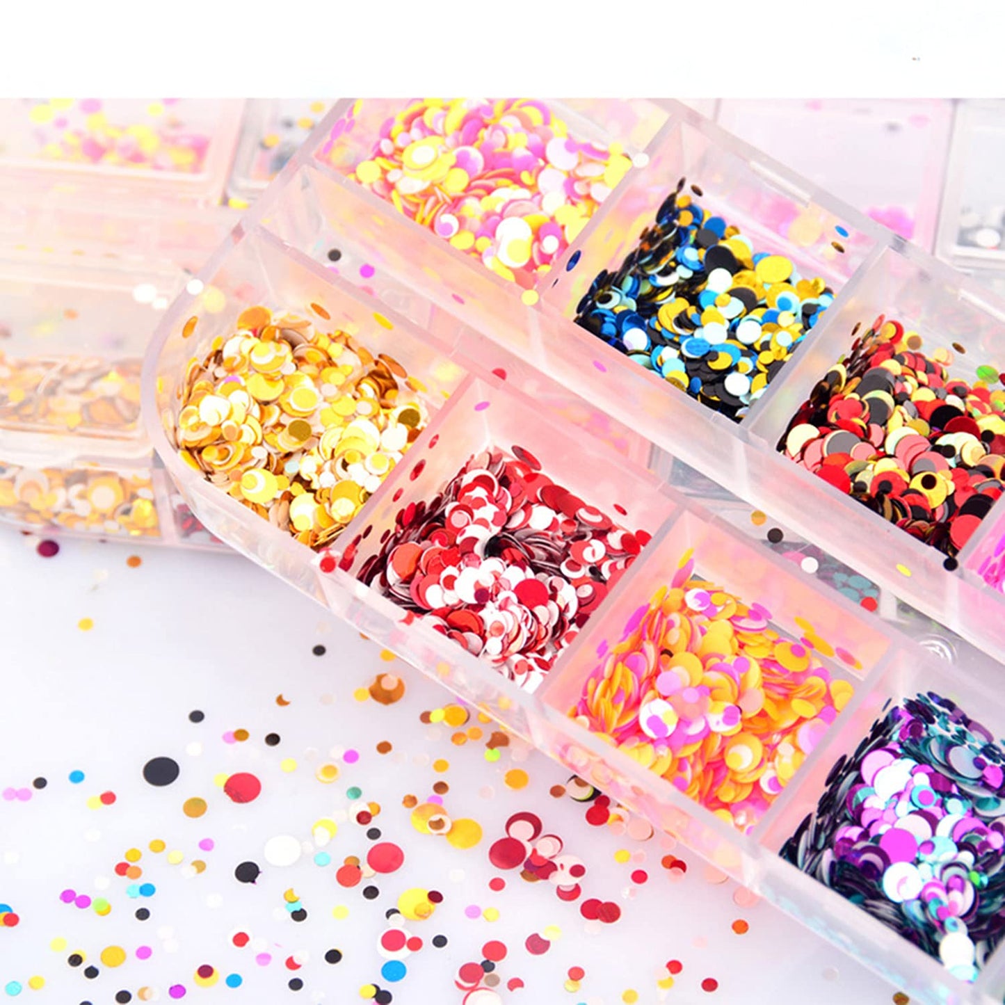 12 Colors Laser Mixed Circle Nail Glitter Sequins 3D Nail Art Accessories Holographic Round Shape Flakes Nail Art Design Acrylic Nails Supplies Women Beauty & Personal Care TBRZTR