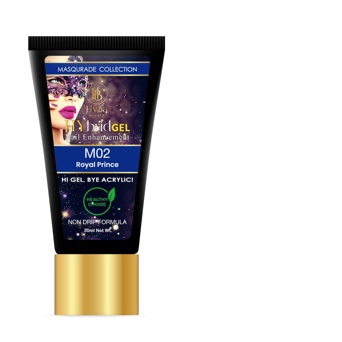 HYBA Masquerade Hybrid Gel Polish, 30ml Tube (Royal Prince) M02, Professional Salon Quality