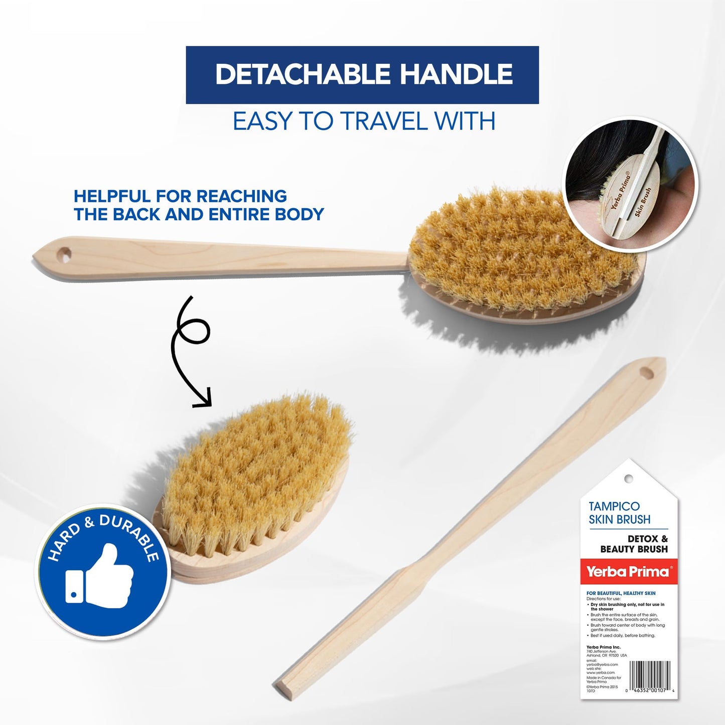 Yerba Prima Tampico Skin Brush (Pack of 2) - Natural Vegetable Fiber Bristles for Dry Skin Brushing Beauty & Personal Care Yerba Prima