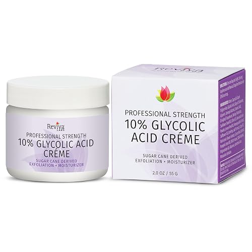 Reviva Labs 10% Glycolic Acid Creme Daily Moisturizer and Mild Exfoliant - Natural Sugar Cane Derived Alpha Hydroxy Acid Face Cream, Acido Glicolico Beauty & Personal Care Reviva Labs